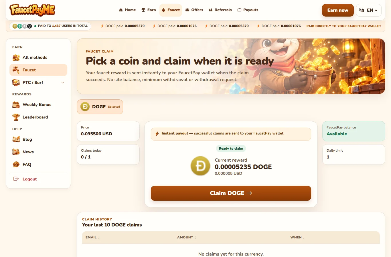 Faucet claim