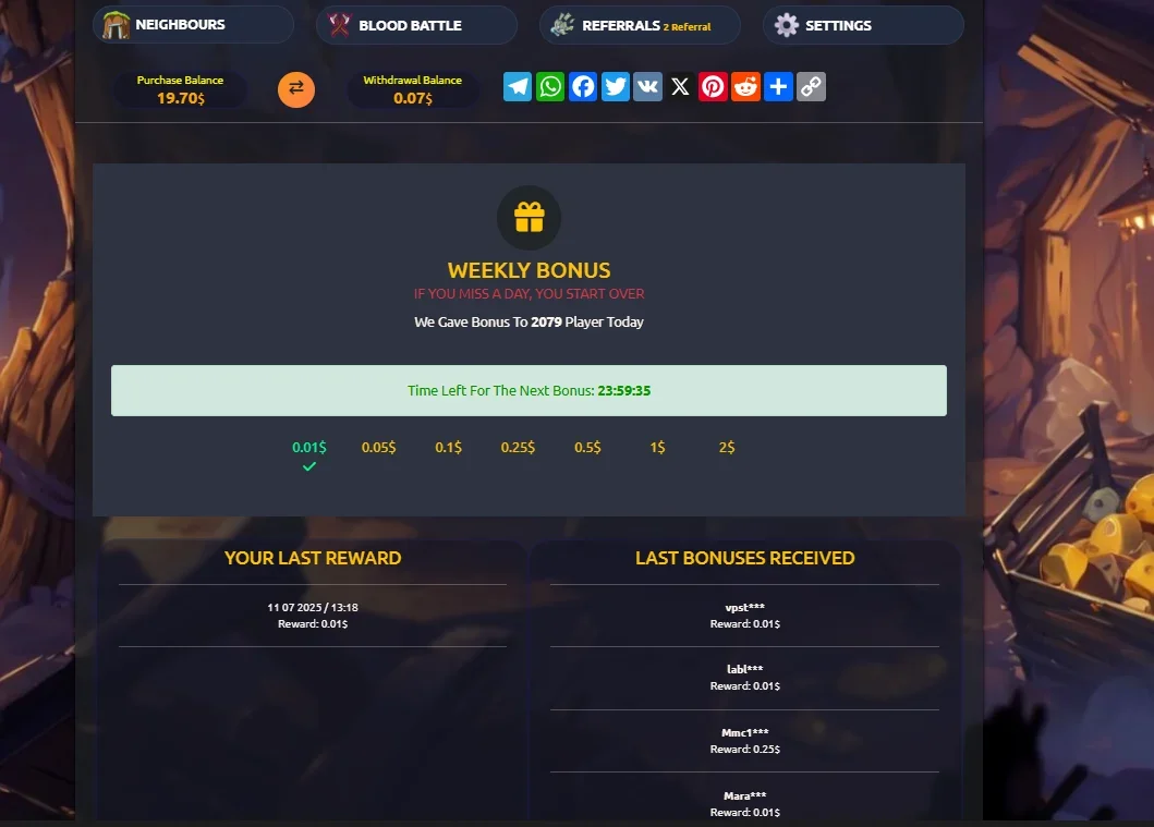 Weekly bonus