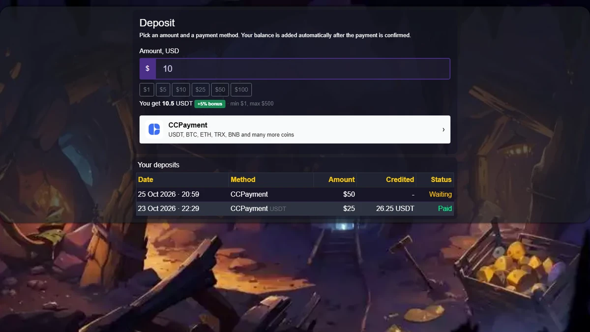 CCPayment Crypto Deposit Gateway — FastCore Module