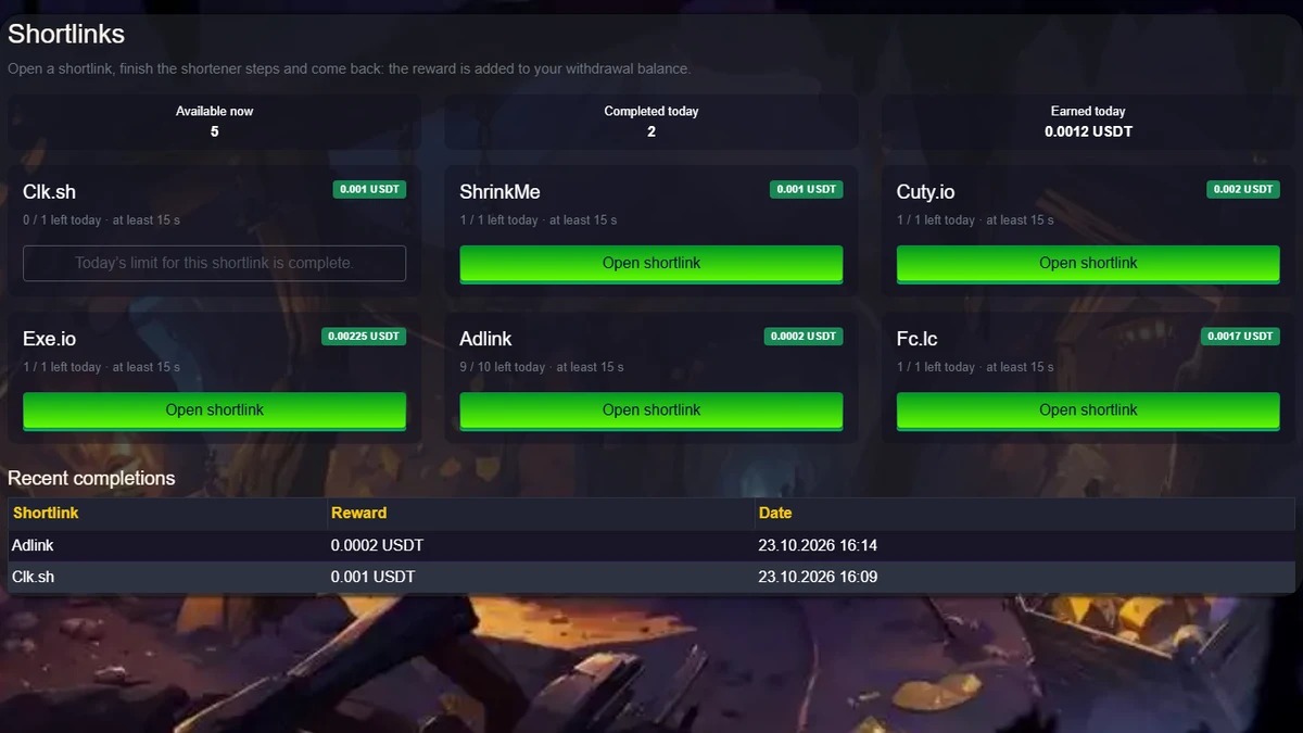 Shortlink Wall — FastCore Module (API, Country Rules)