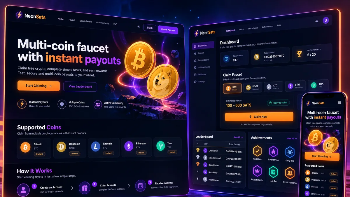 Faucet Site — Neon Bitcoin