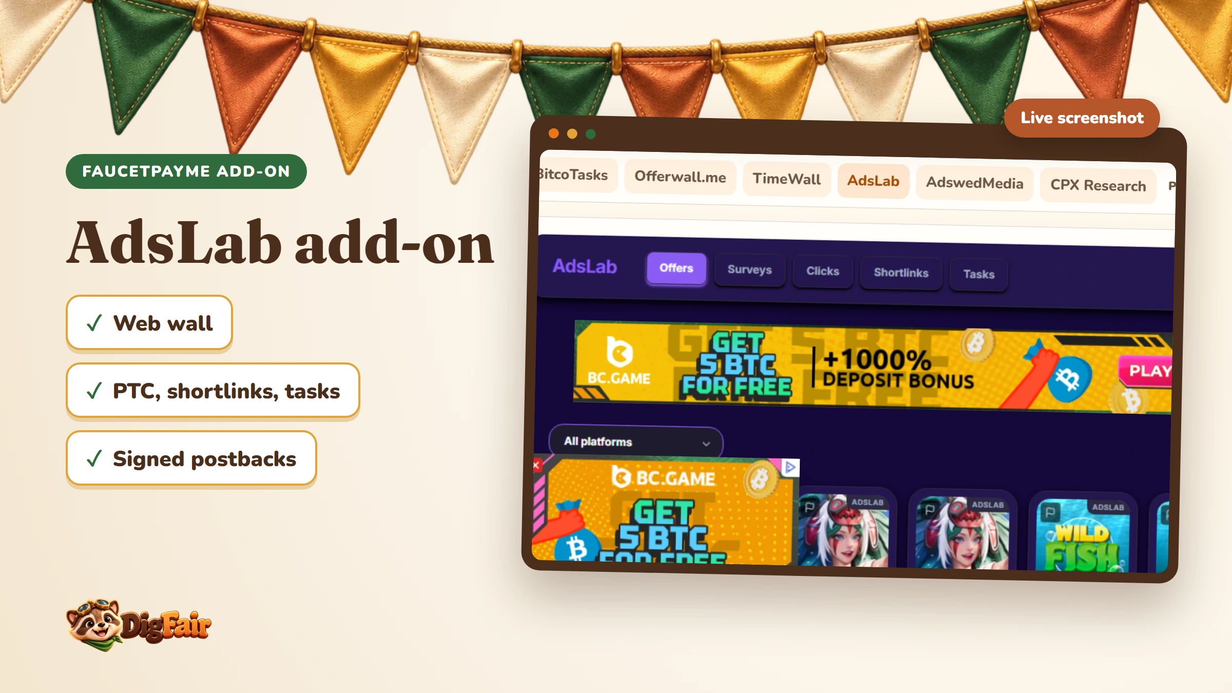 FaucetPayME Add-on — AdsLab