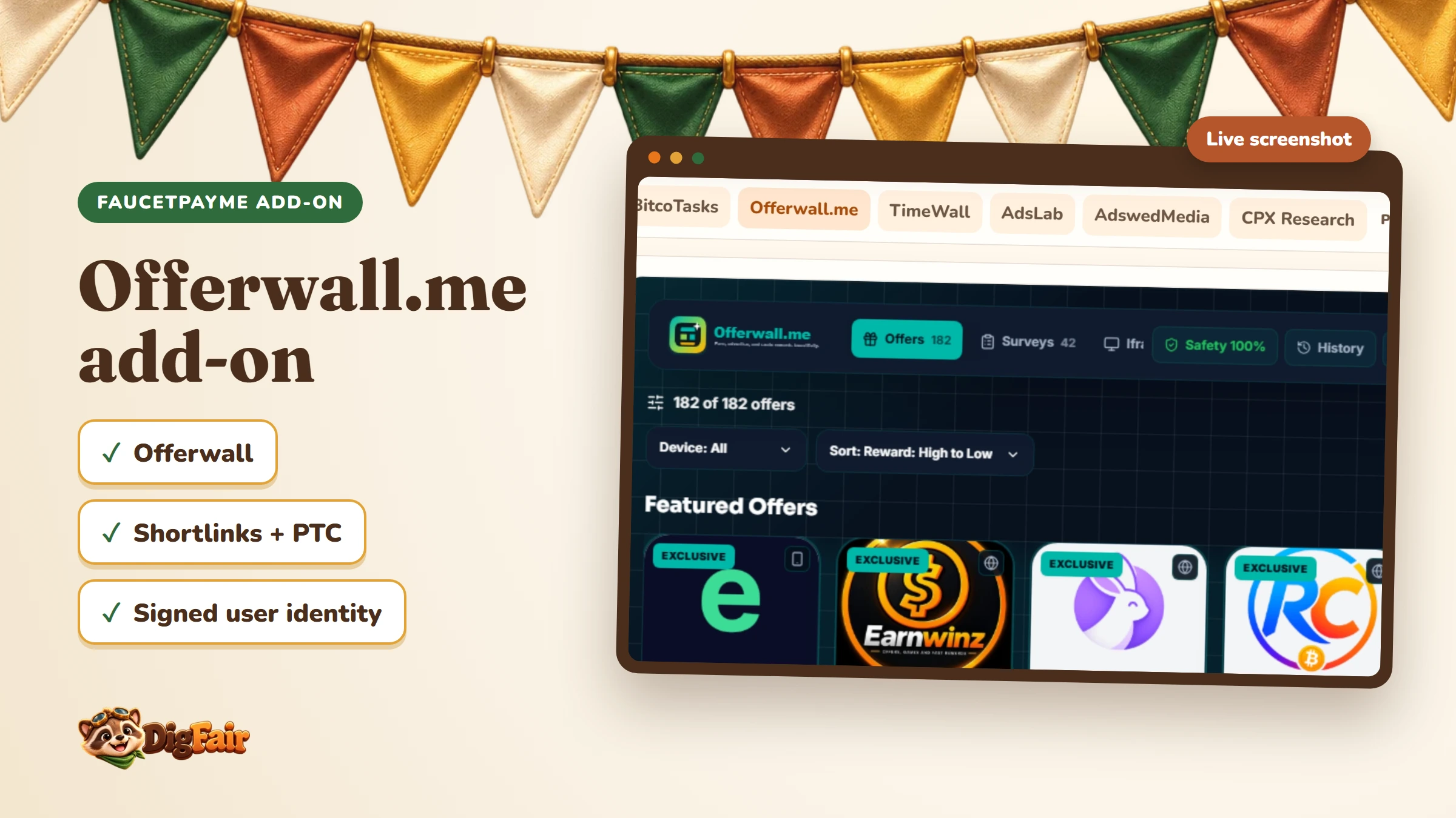 FaucetPayME Add-on — Offerwall.me