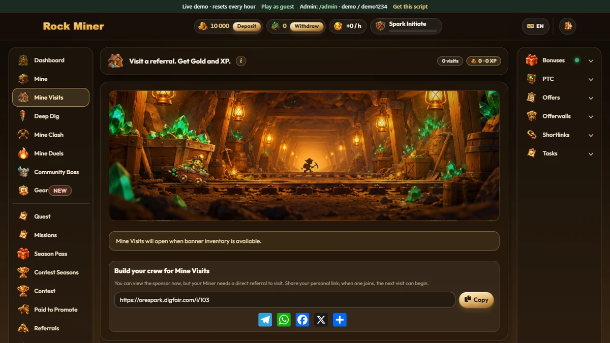 Mine Visits — OreSpark Module