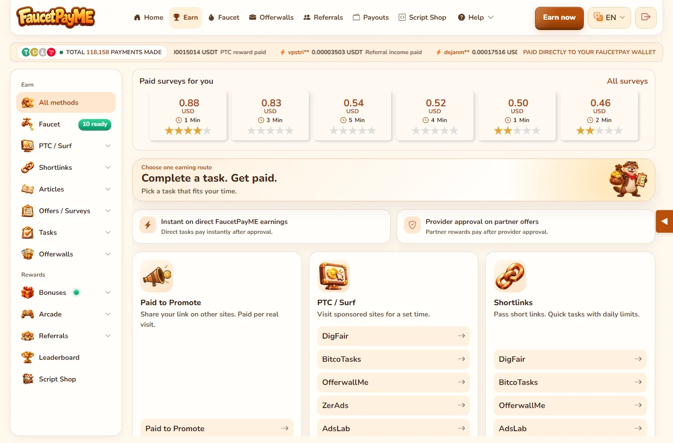 Earn hub