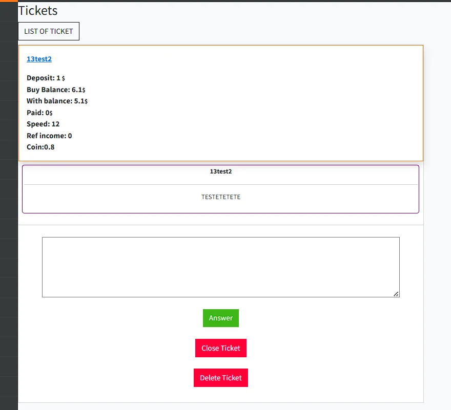 Admin ticket panel