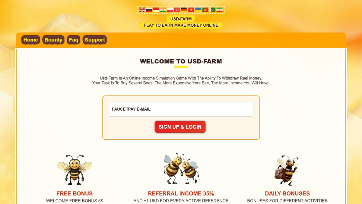 USD-Farm — Bee Earning Game Script
