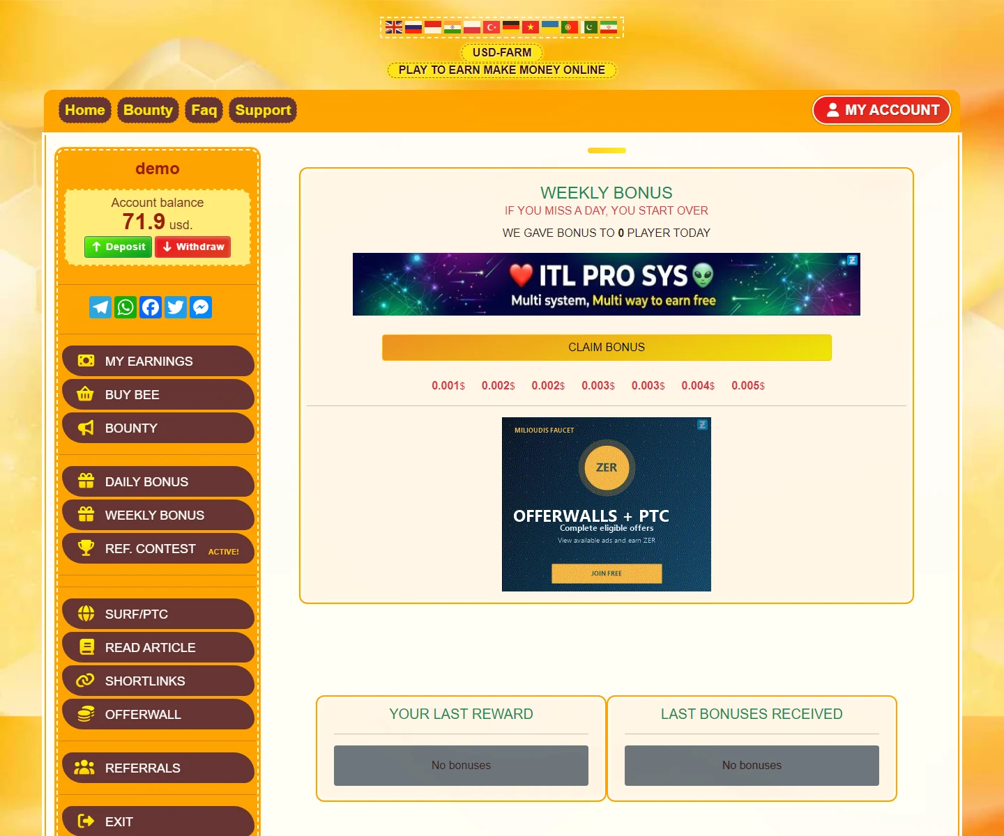 Weekly bonus