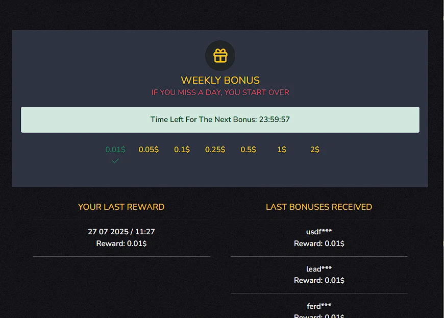 Countdown and latest bonuses
